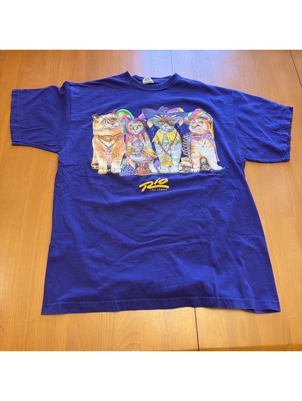 VINTAGE Rio Las Vegas New Orleans Mardi Gras Cats Graphic Shirt Double Sided XXL